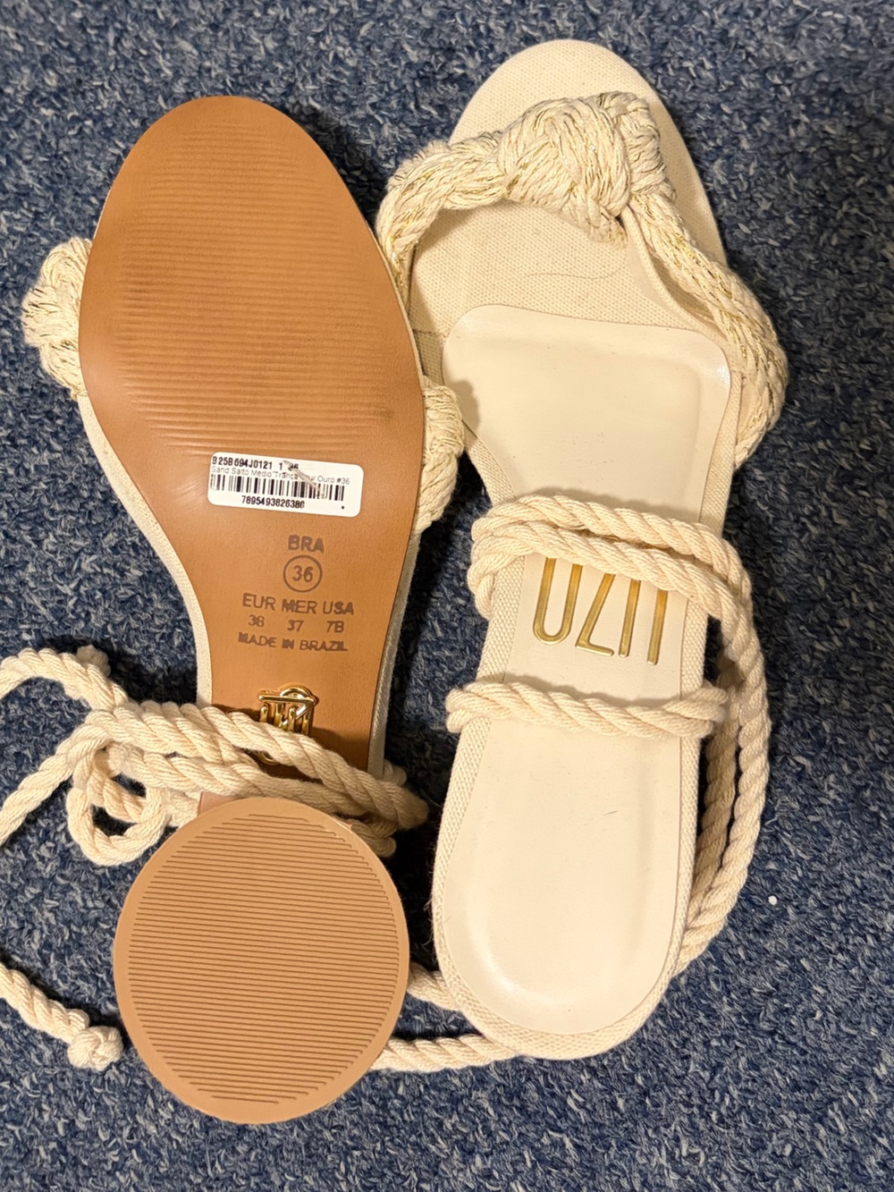 Uzi Women’s Rope Wrap Sandals in Cream